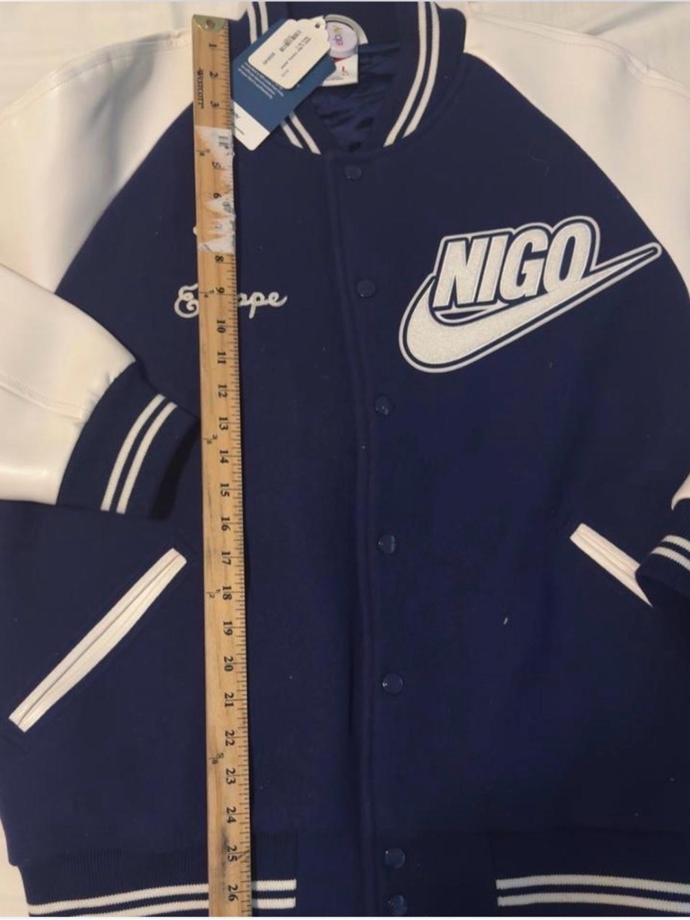 Nike Navy & White Striped Collar Bomber Jacket